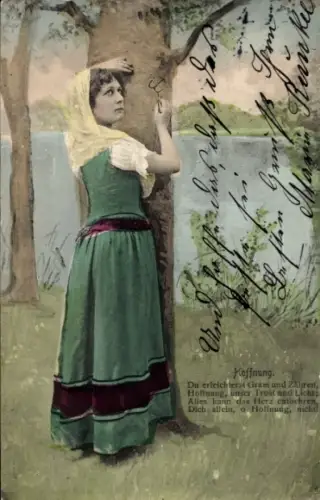 Ak Allegorie, Hoffnung, Junge Frau, Baum