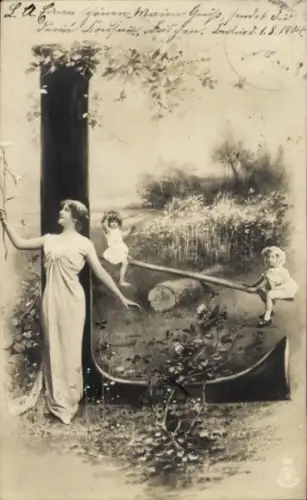 Buchstaben Ak Buchstabe L, Kinder auf einer Wippe, Frau