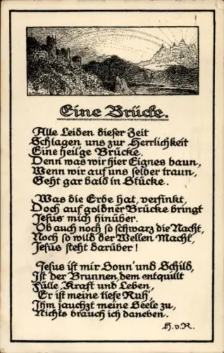 Gedicht Ak Eine Brücke, Alle Leiden dieser Zeit schlagen uns zur Herrlichkeit