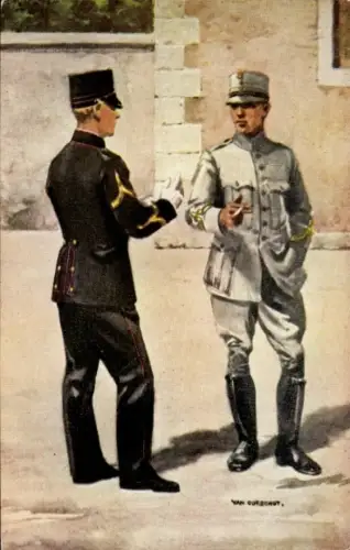 Künstler Ak van Oorschot, Niederländische Soldaten in Uniformen, Infanterie, Unteroffiziere