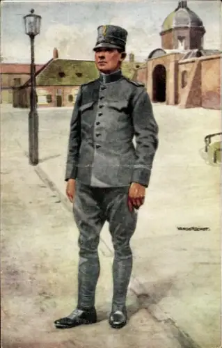 Künstler Ak van Oorschot, Niederländischer Soldat in Uniform, Infanterie