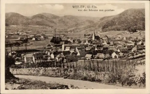 Ak Weiler Elsass Haut Rhin, Gesamtansicht von der Schrann aus