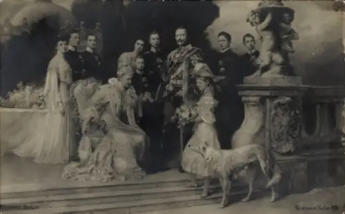 Künstler Ak Preußisches Kaiserhaus, Kaiserin Auguste, Kaiser Wilhelm II., Kronprinz
