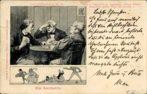 Ak Eine Tarokpartie, Männer beim Kartenspiel