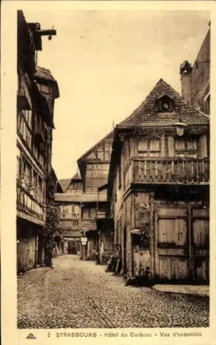 Ak Strasbourg Straßburg Elsass Bas Rhin,  Hôtel du Corbeau, Gesamtansicht