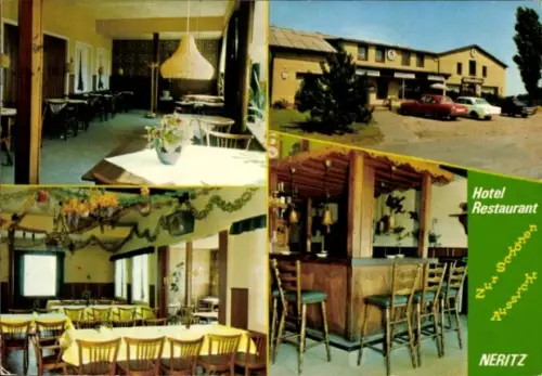 Ak Neritz in Schleswig-Holstein, Hotel Restaurant NERITZ, Speisesaal, Gastraum, Hotelbar, Außenan