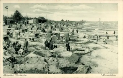 Ak Ostseebad Grömitz in Holstein,  Strandleben, Strandkörbe, Seebrücke, Strandhütten