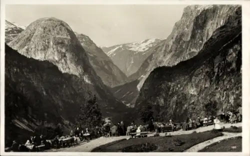 Ak Stalheim Norwegen, Utsigt fra Stalheim Hotel, Nærødal
