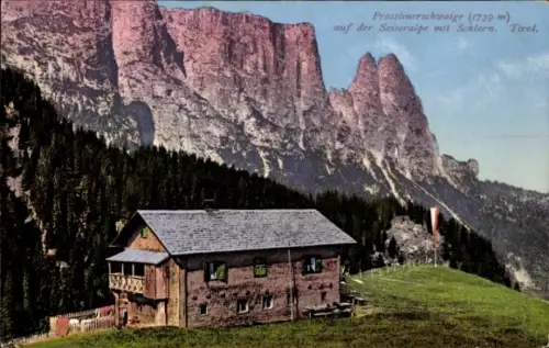Ak Südtirol, Prosslinerschwaige auf der Seiseralpe mit Schlern