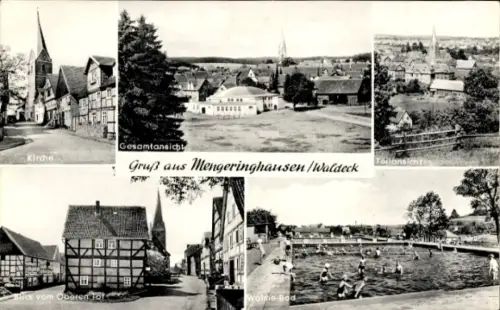 Ak Mengeringhausen Bad Arolsen Hessen, Gesamtansicht, Kirche, Walme Bad