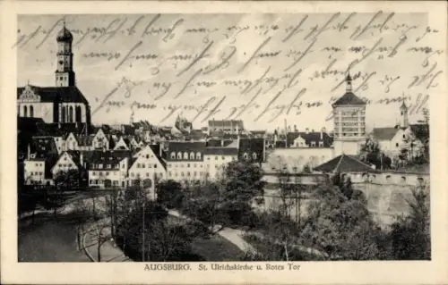 Ak Augsburg in Schwaben,  St. Ulrichskirche, Rotes Tor