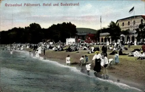 Ak Möltenort in Schleswig Holstein, Hotel, Badestrand