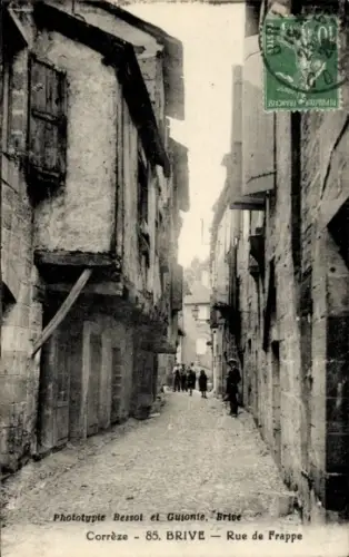 Ak Brive la Gaillarde Corrèze, Brive (Corrèze), Rue de Frappe, Phototypie Bessot et Gutonte, 85