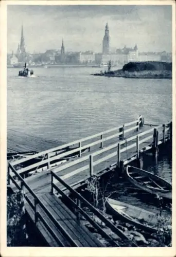 Ak Riga Lettland, Skats uz Rīgu no Āgenskalna, Rīga, Daugava, J. Strautnieks