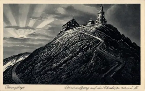 Ak Malá Úpa Kleinaupa Riesengebirge Region Königgrätz, Schneekoppe, Sonnenaufgang