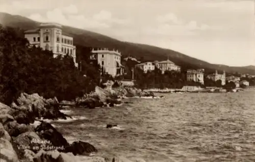 Ak Opatija Abbazia Kroatien,  Villen am Südstrand