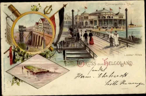 Litho Nordseeinsel Helgoland, Laster-Allee, Konversationshaus