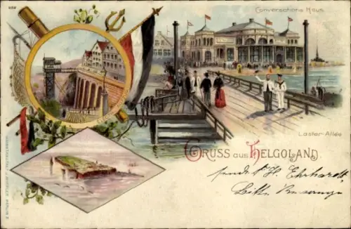 Litho Nordseeinsel Helgoland, Laster-Allee, Konversationshaus