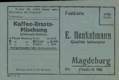 Ak Magdeburg an der Elbe, E. Henkelmann, Kaffee-Ersatz-Mischung