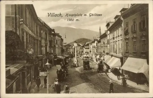 Ak Villach in Kärnten,  Hauptplatz, Görlitzen, 1900 m, Straßenansicht,  