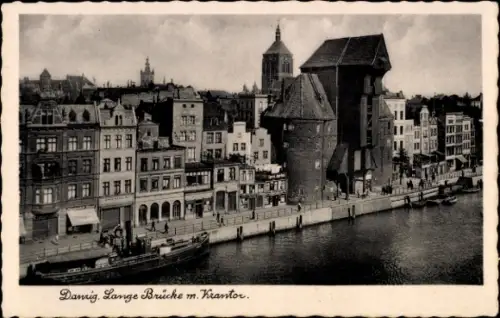 Ak Gdańsk Danzig, Lange Brücke mit Krantor