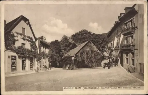 Ak Jugenheim an der Bergstraße Hessen,  Marktplatz, Hotel Krone