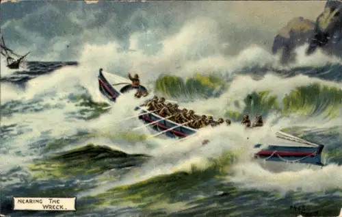 Ak Auf stürmischer See, Rettungsboot