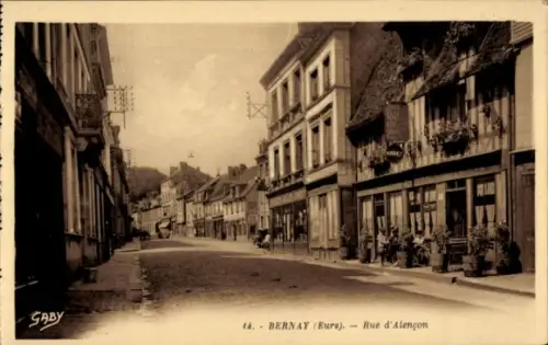 Ak Bernay Eure,  Rue d'Alençon