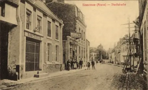 Ak Sissonne Aisne, Stadtstraße