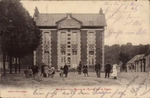 Ak Margival Aisne,  Rathaus, Schule, Platz