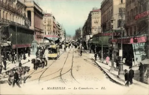 Ak Marseille Bouches du Rhône,  La Cannebiere, EL., AMER PICON, Café