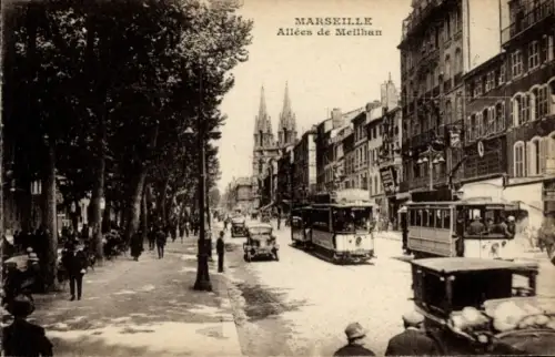 Ak Marseille Bouches du Rhône, Allee de Meilhan, Straßenbahnen