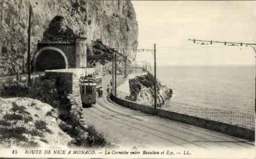 Ak La Corniche Alpes Maritimes, Route von Nizza nach Monaco, Corniche zwischen Beaulieu und Èze, 