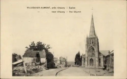 Ak Villequier Aumont Aisne, Kirche