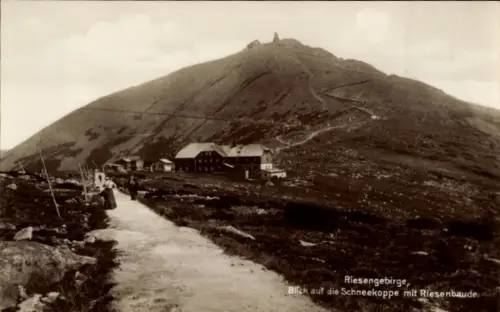 Ak Pec pod Sněžkou Petzer Riesengebirge Reg. Königsgrätz, Riesenbaude, Schneekoppe