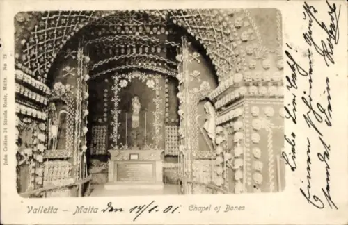 Ak Valletta Malta,  Chapel of Bones, John Critien, 34 Strada Reale