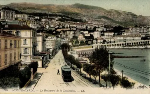 Ak Monte Carlo Monaco, Le Boulevard de la Condamine, vue partielle de la ville