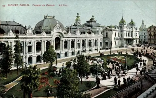 Ak Monte Carlo Monaco,  Fassade des Casinos, Casino de Monte-Carlo, Gartenanlagen