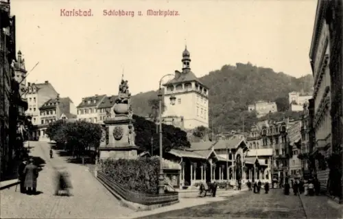 Ak Karlovy Vary Karlsbad Stadt, Schloßberg, Marktplatz