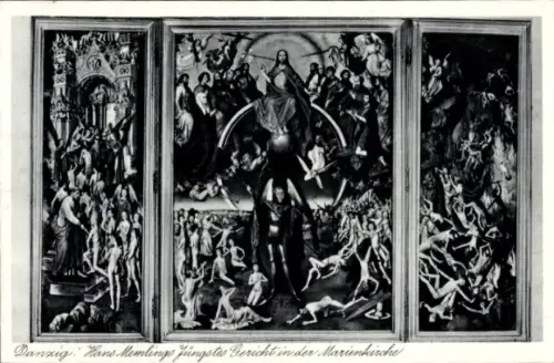 Ak Gdańsk Danzig,  Hans Memling, Jüngstes Gericht, Marienkirche