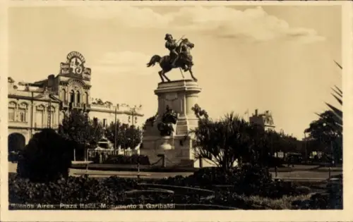Ak Buenos Aires Argentinien, Garibaldi Denkmal, Plaza Italia