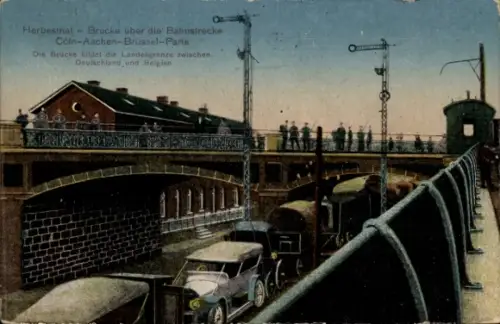 Ak Herbesthal Lontzen Wallonien Lüttich, Brücke über die Bahnstrecke Köln, Aachen, Brüssel, Paris
