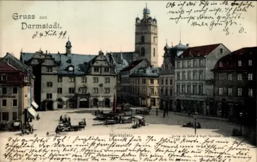 Ak Darmstadt in Hessen, Marktplatz