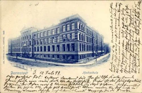 Ak Darmstadt in Hessen, Blick auf die Hochschule