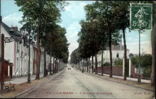 Ak Le Mans Sarthe,  L'Avenue Rubillard, Edition N.G.