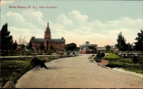 Ak Bahia Blanca Argentinien, Bahia Blanca (R. A.), Plaza Rivadavia