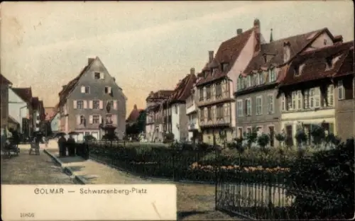 Ak Colmar Kolmar Elsass Haut Rhin,  Schwarzenberg-Platz