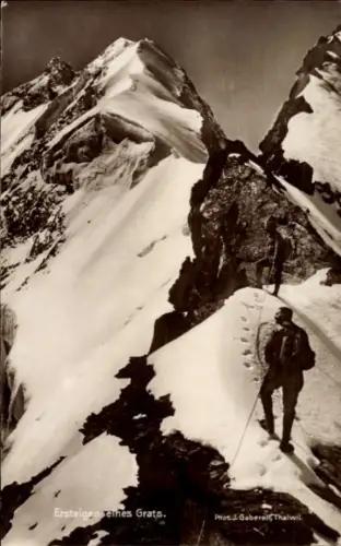 Ak Bergsteigen, Männer ersteigen Biancograt, Bernina