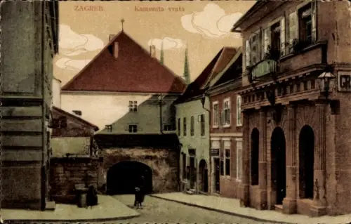 CPA Zagreb Kroatien, Ancienne porte de pierre