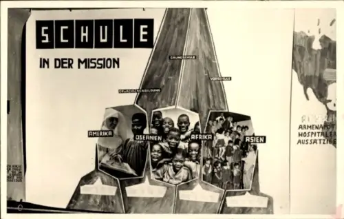 Ak Schule in der Mission, Amerika, Afrika, Asien